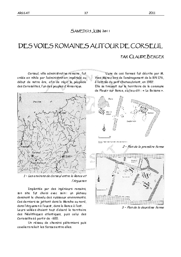 Des Voies Romaines Autour De Corseul ARSSAT