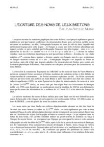 Couverture du document « L’écriture des noms de lieux bretons » — archives ARSSAT