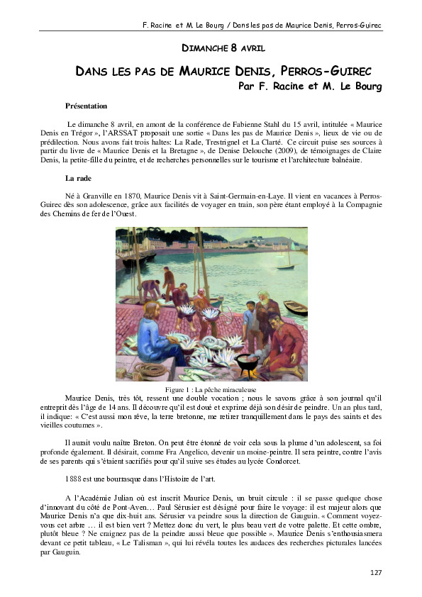 Couverture du document « Dans les pas de Maurice DENIS à Perros-Guirec » — archives ARSSAT
