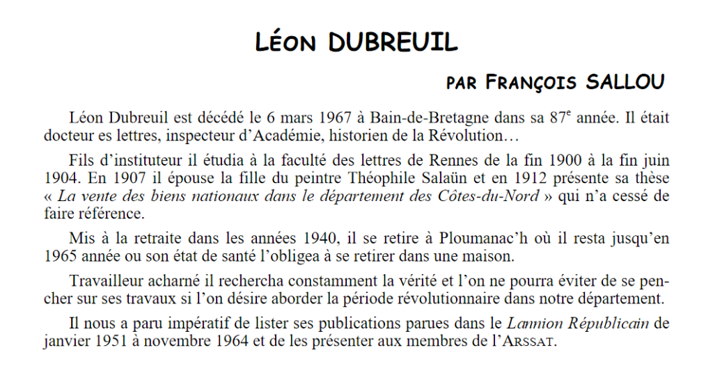 Couverture du document « Léon Dubreuil » — archives ARSSAT