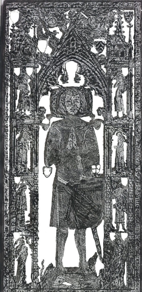 Plate-tombe médiévale avec effigie