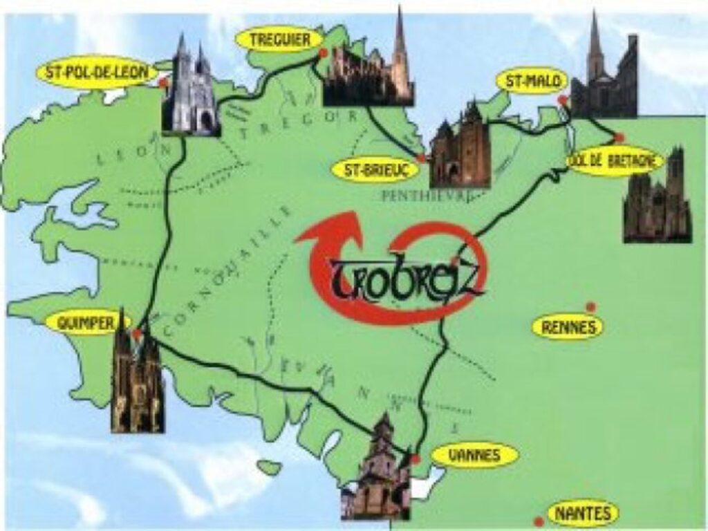 Carte du Tro Breiz, le tour de Bretagne des sept saints